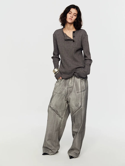 AshRidge Button Henley Sweater