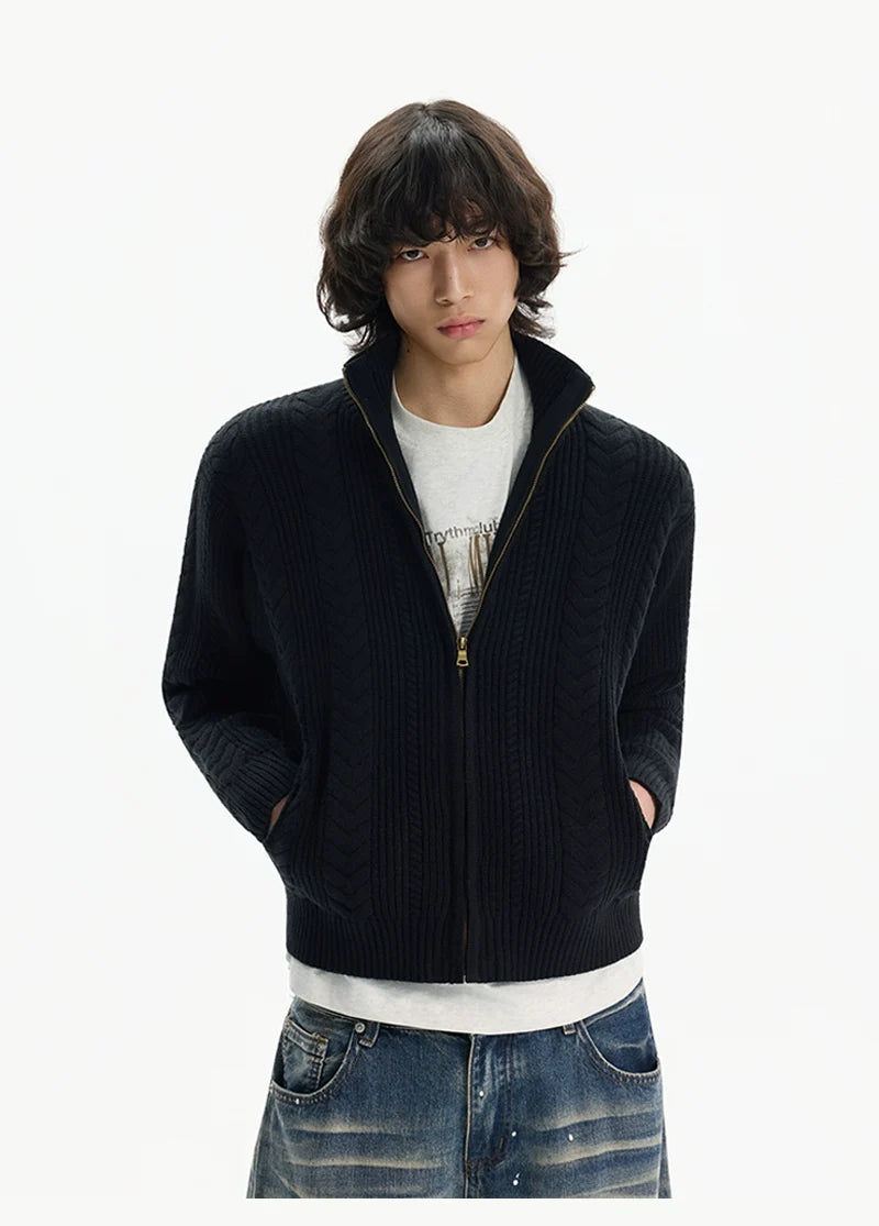 Heritage Weave Zip Cardigan
