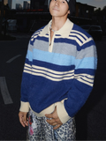 Horizon Striped Knit Polo Sweater
