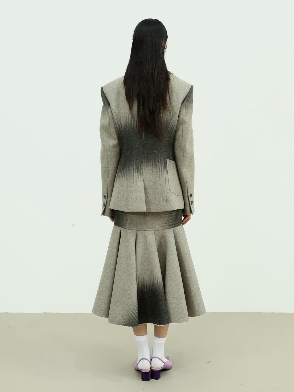 Elegant Gradient Wool Quilted Jacket