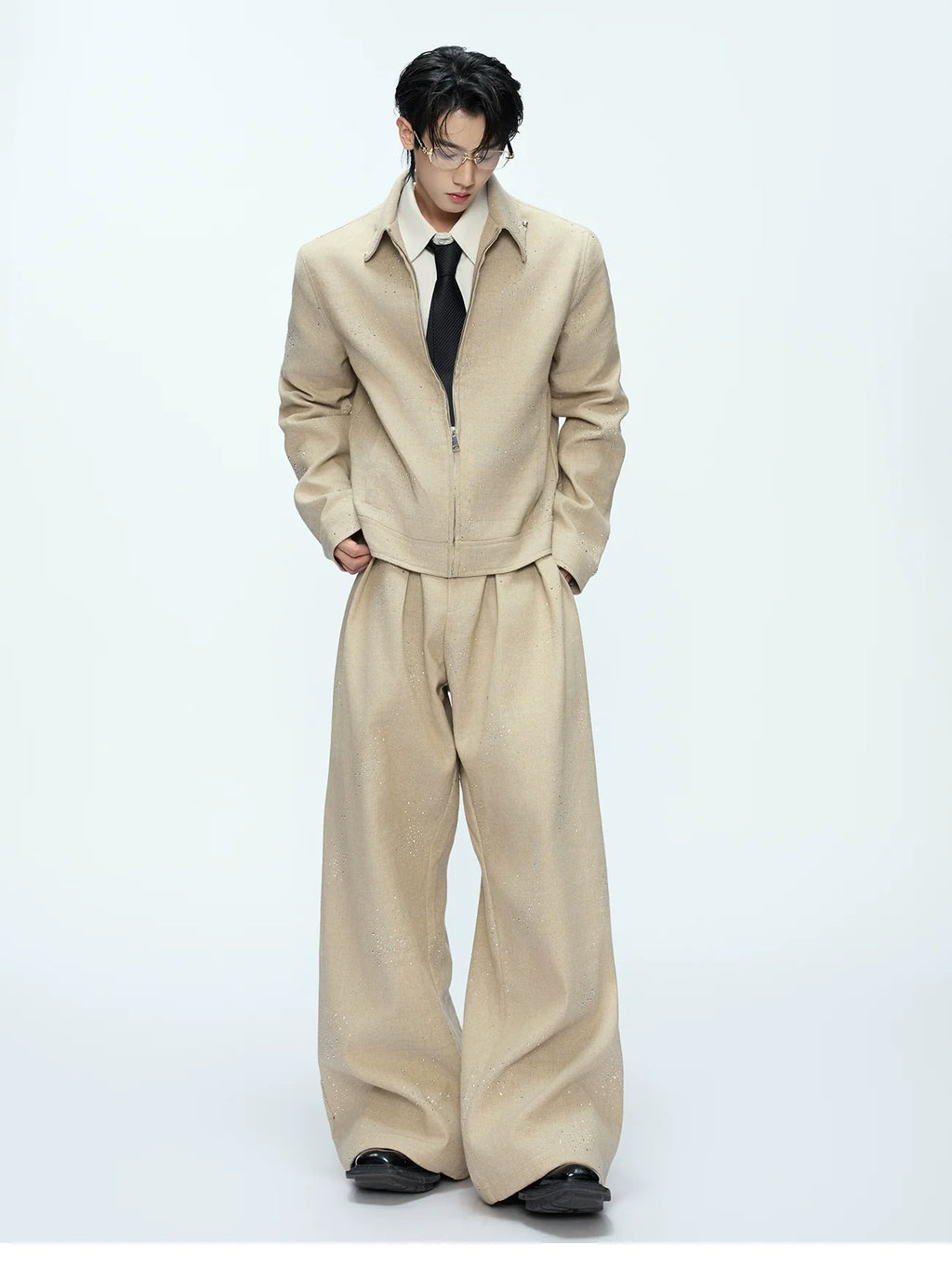 Glitter Zip-Up Jacket and Pants Setup