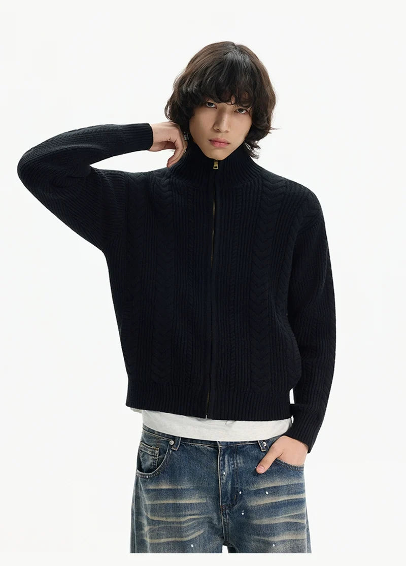 Heritage Weave Zip Cardigan