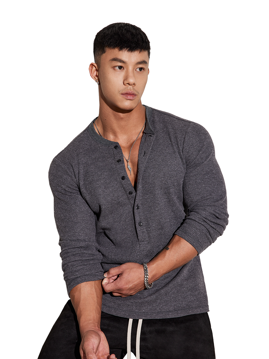 Fitted Long Sleeve Henley Shirt