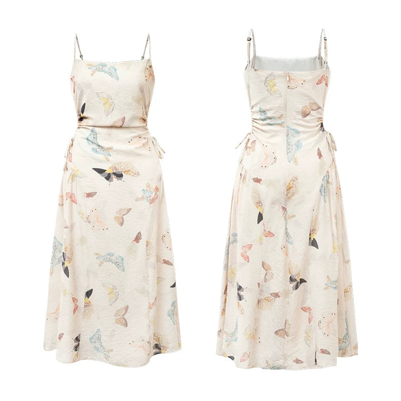 Butterfly Print Spaghetti Strap Dress