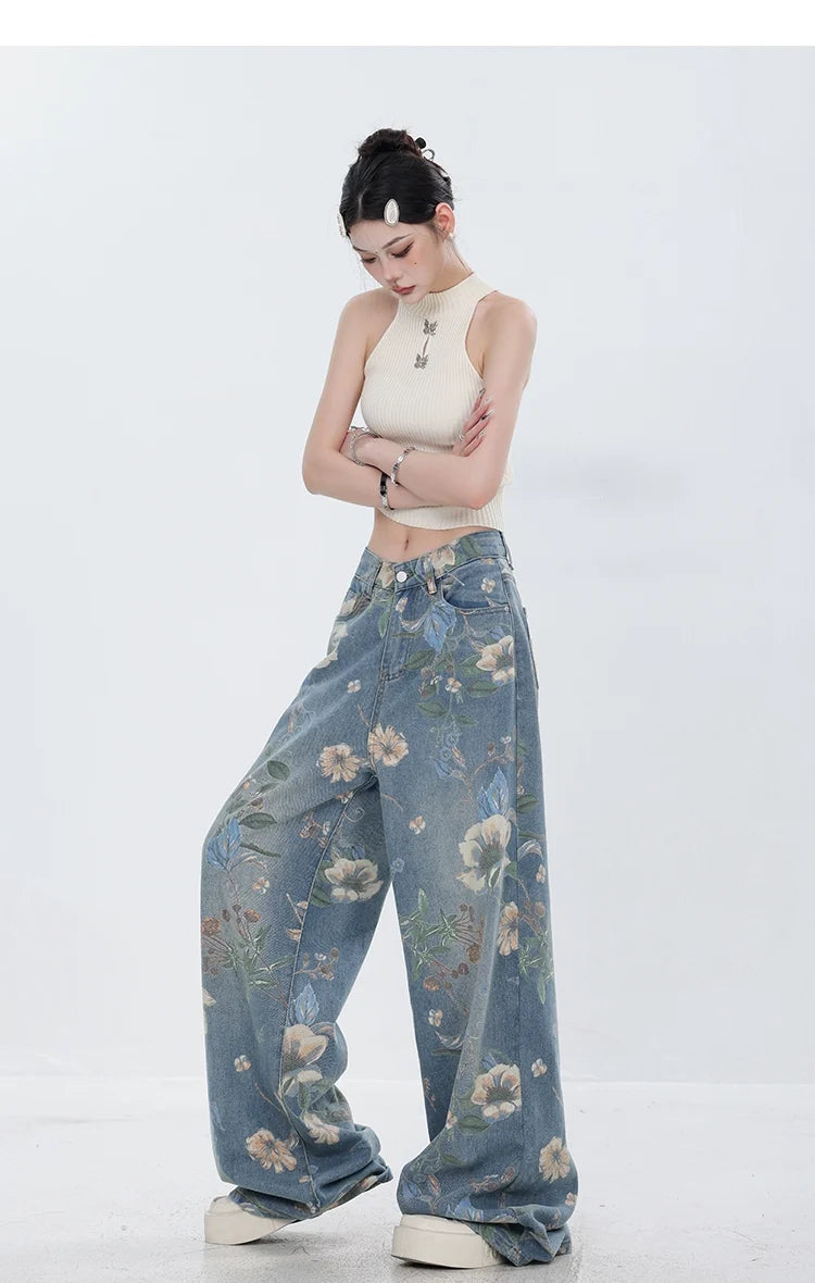Blooming Botanica Floral Wide-Leg Jeans