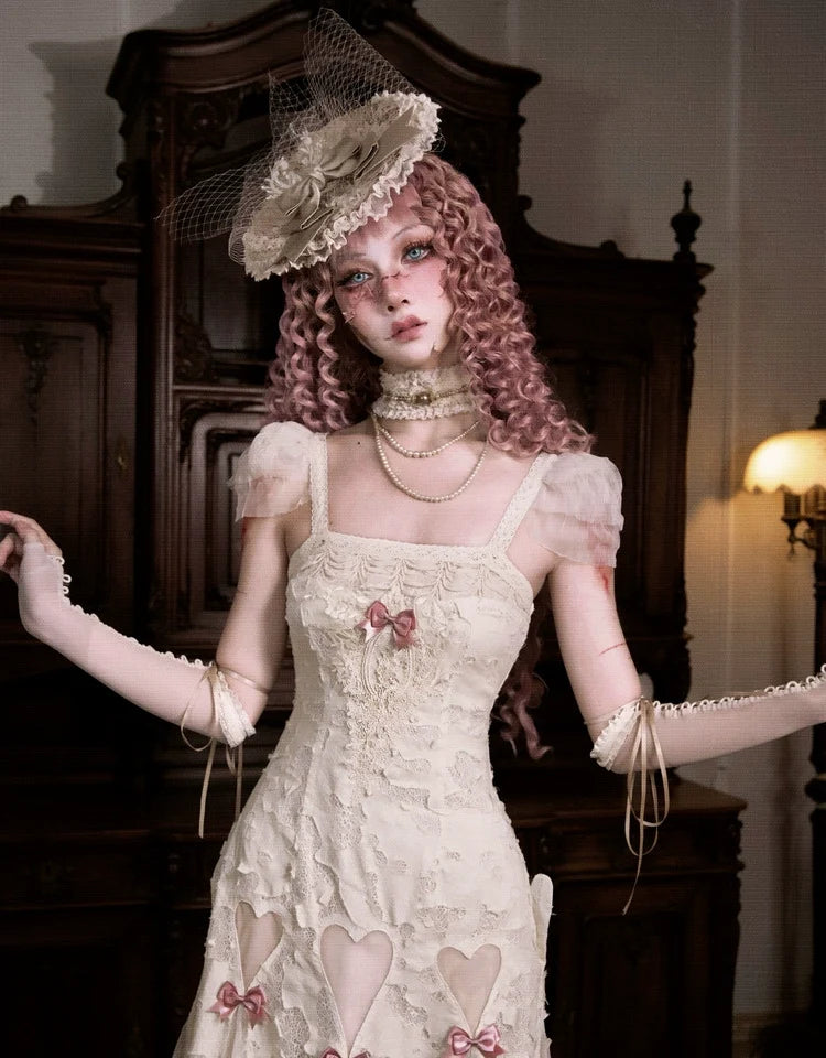 Vintage Lace Heart Cutout Gown
