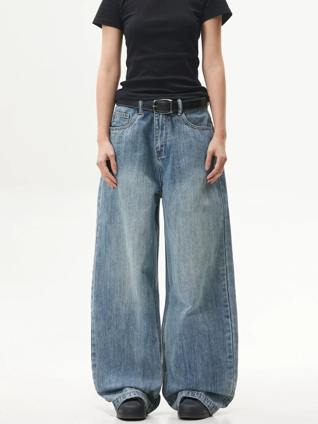 Retro Blue Ultra-Wide Baggy Jeans