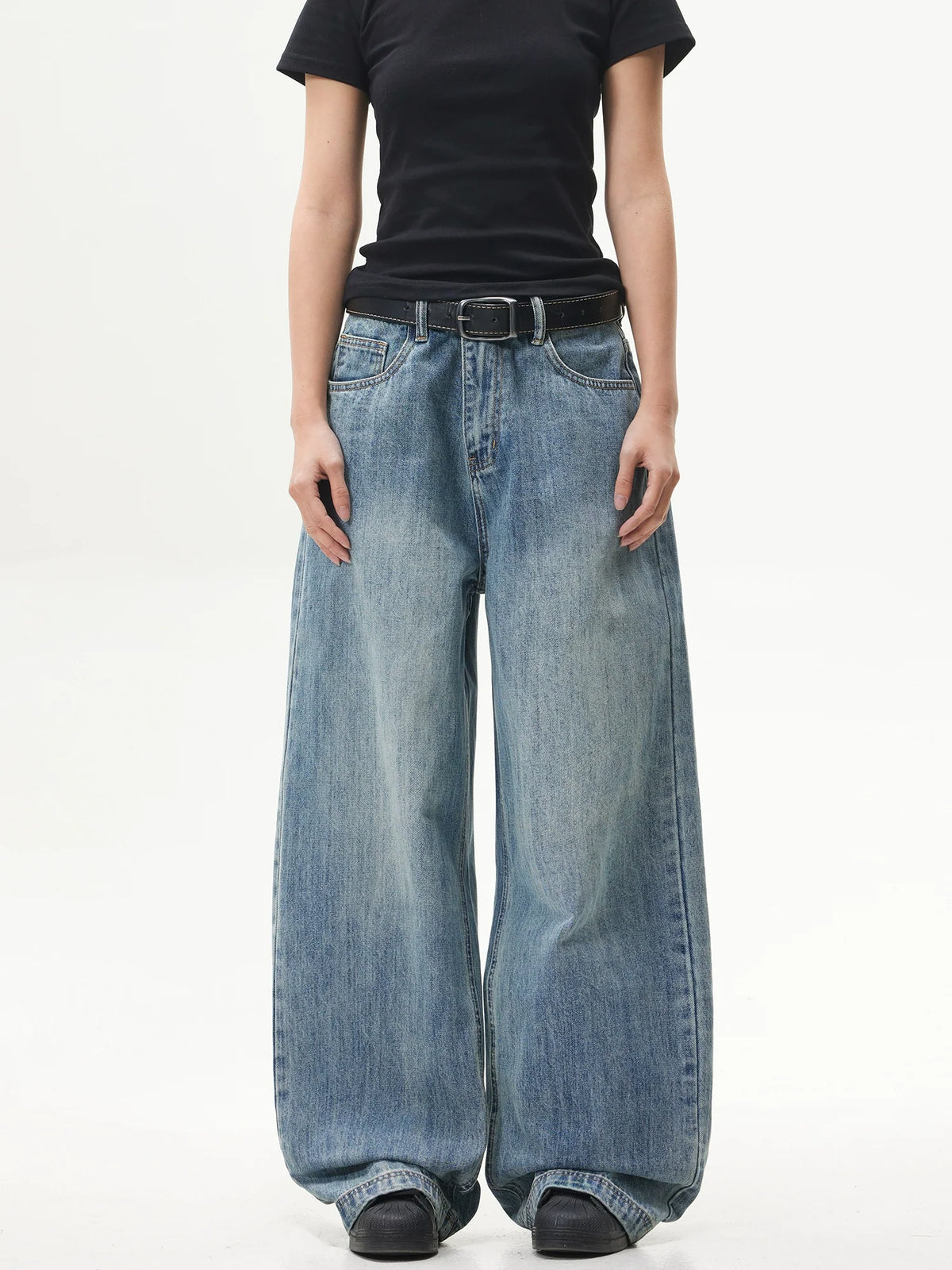 Retro Blue Ultra-Wide Baggy Jeans
