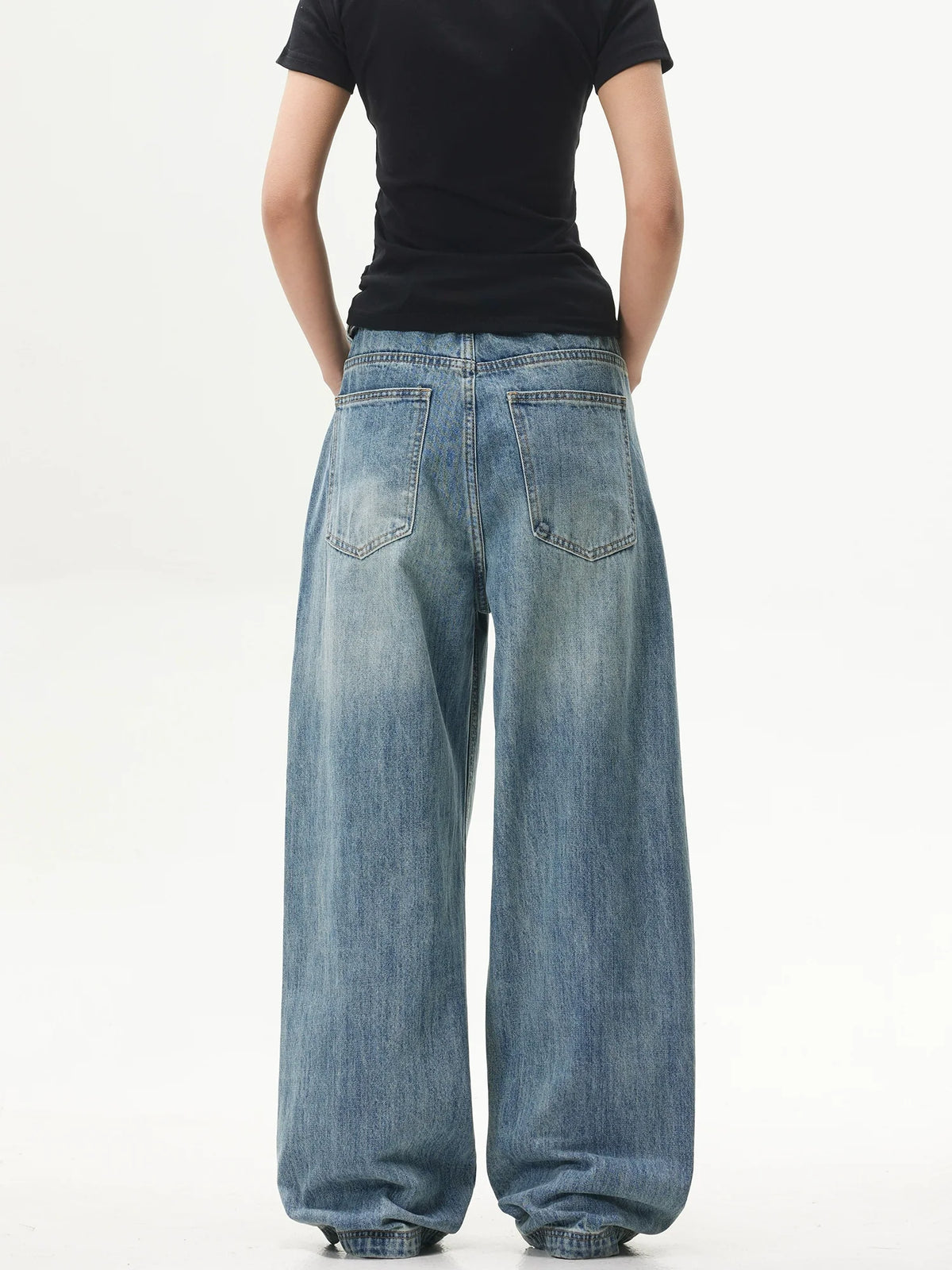 Retro Blue Ultra-Wide Baggy Jeans
