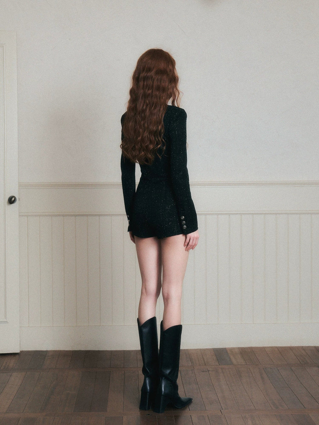 Fitted Tweed Jumpsuit