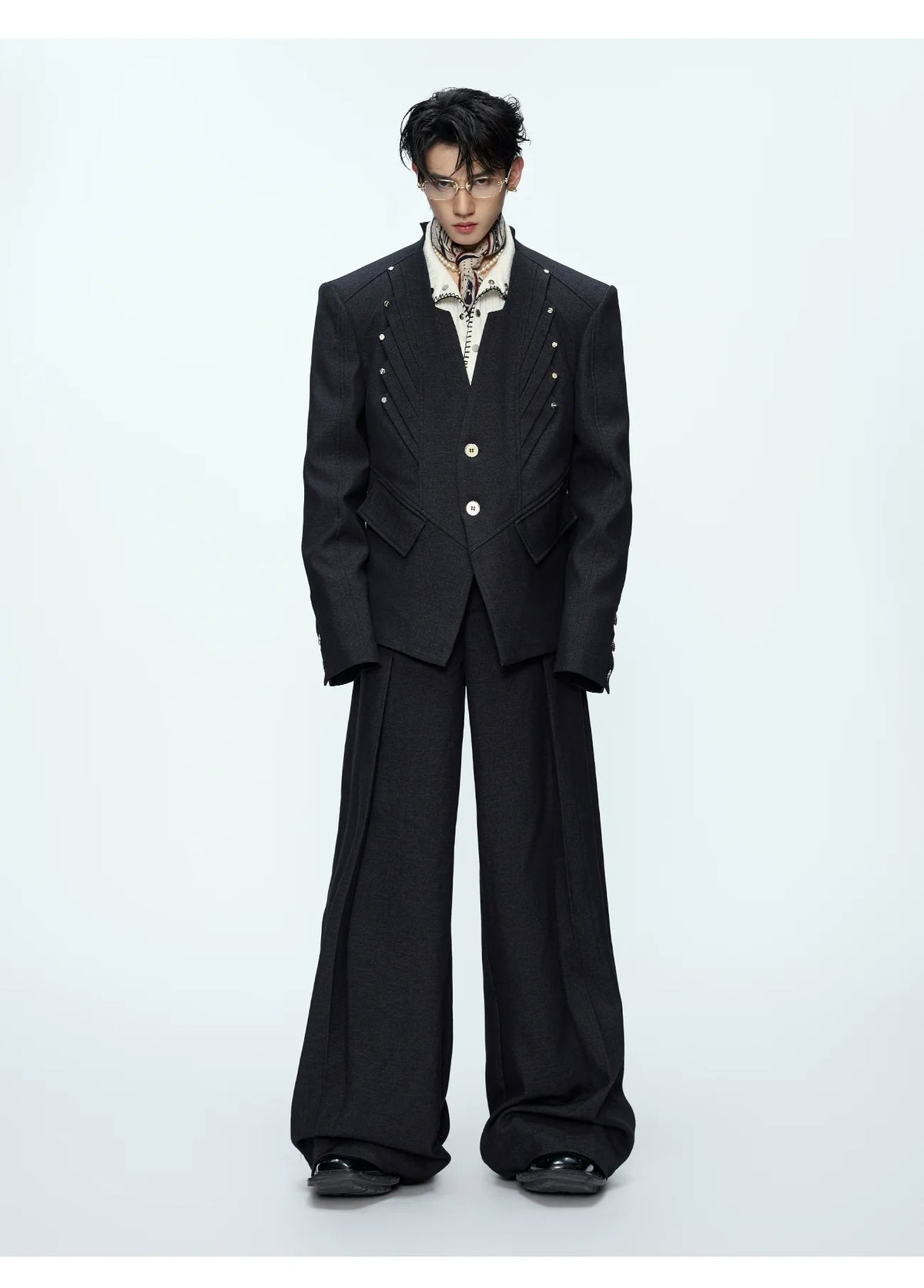 Oversized Black Wide-Leg Suit