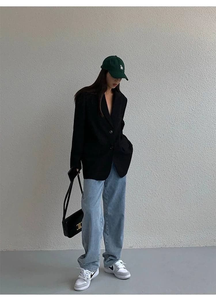 Neva Hu Black Oversized Korean-Style Blazer