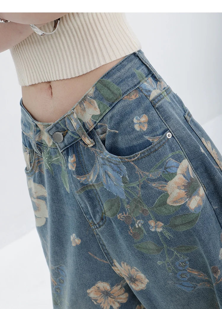 Blooming Botanica Floral Wide-Leg Jeans