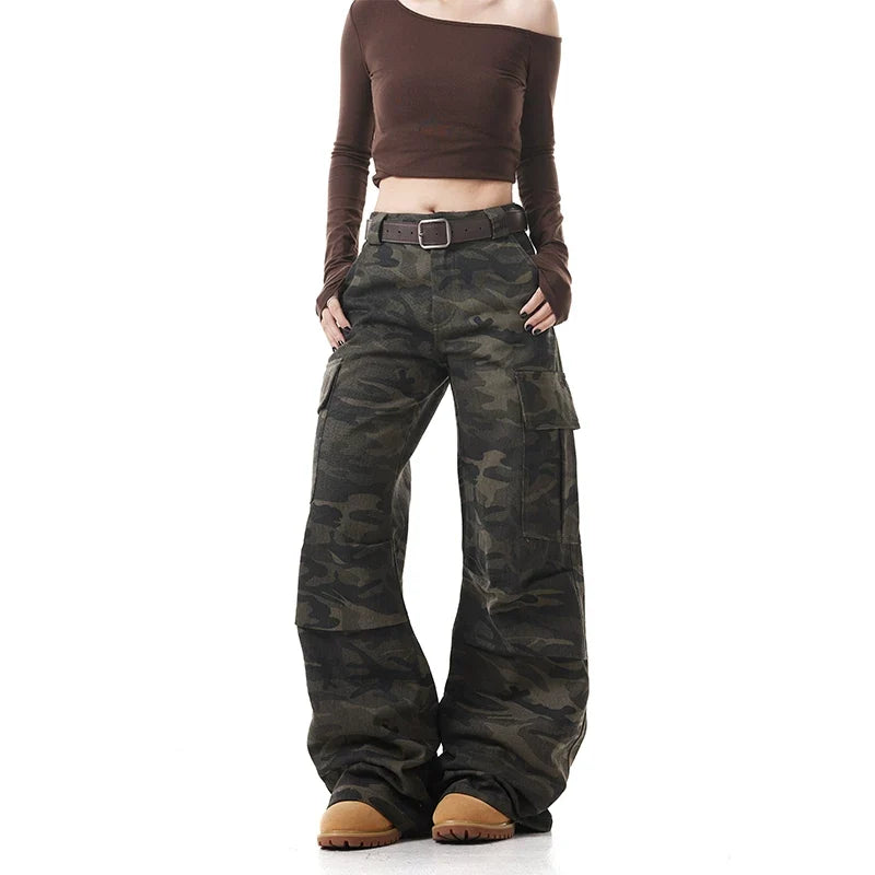 Washed Camo Cargo Pants