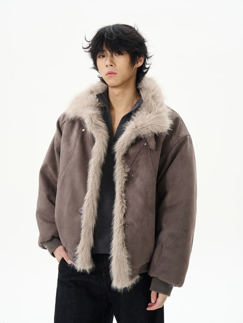 Faux Shearling Aviator Jacket