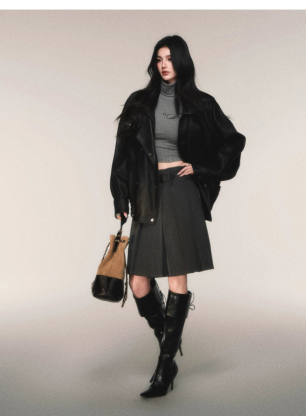 Riding Class Pleated Midi Skirt