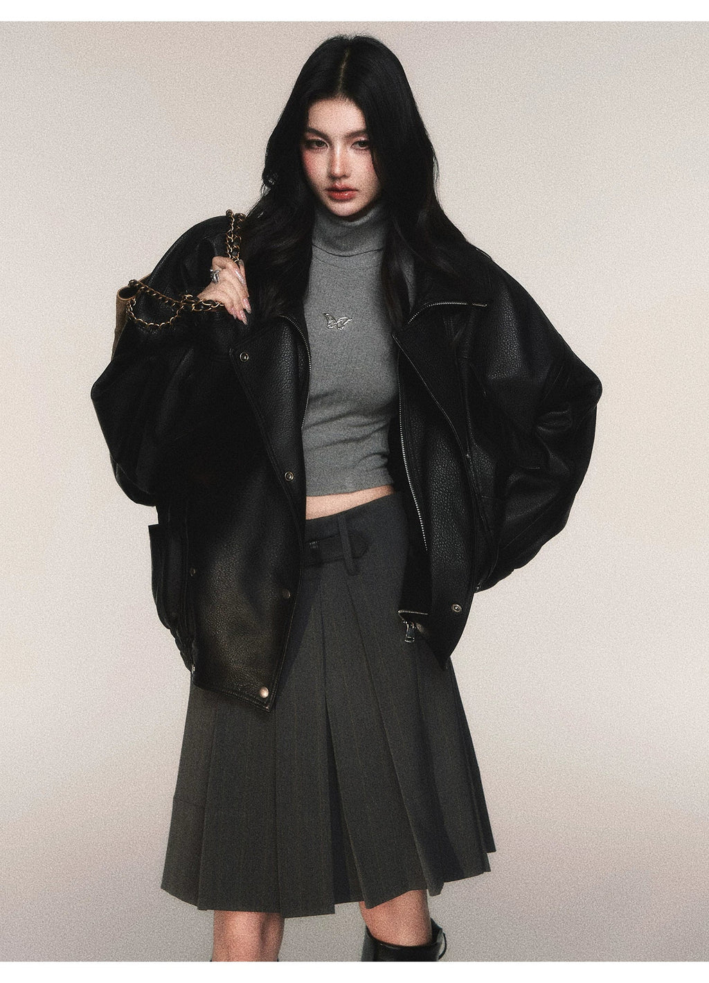 Riding Class Pleated Midi Skirt