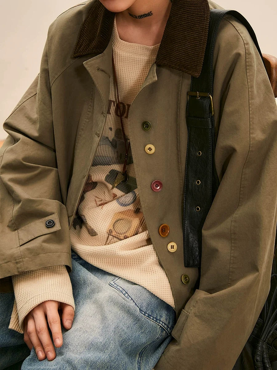 Vintage-Inspired Oversized Coat - Multi-Color