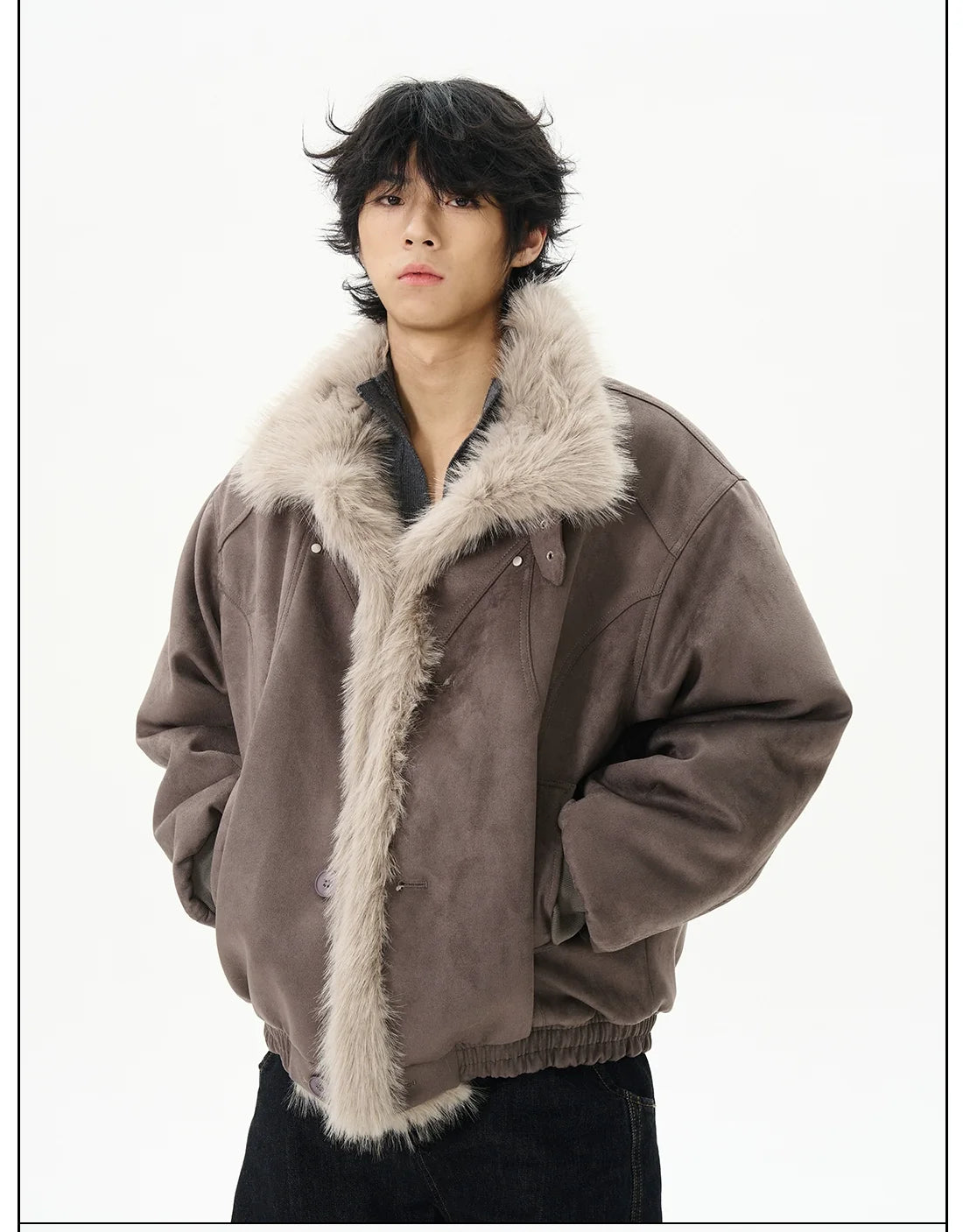 Faux Shearling Aviator Jacket