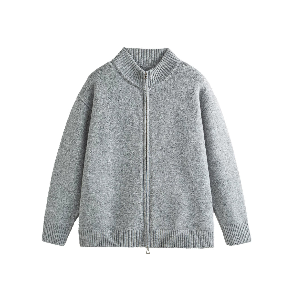 Mélange Zip Knit Cardigan