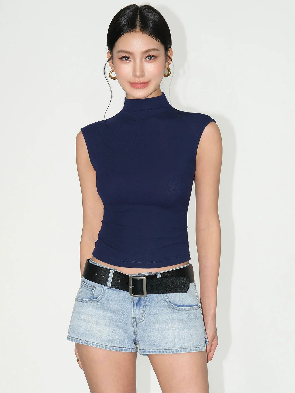 Contour Ease Sleeveless Mock-Neck Tops