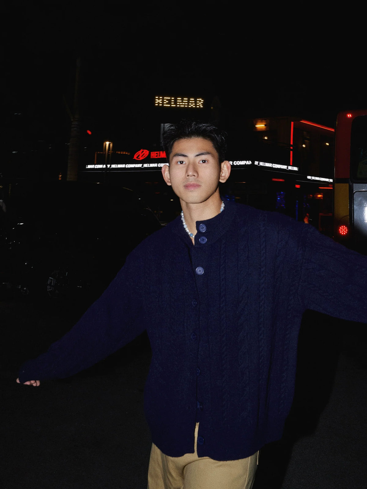 Button-Up Cable Knit Cardigan