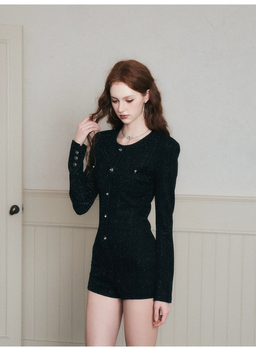 Fitted Tweed Jumpsuit