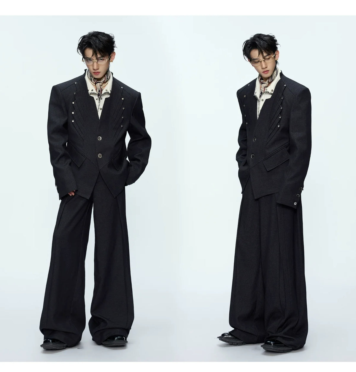 Oversized Black Wide-Leg Suit