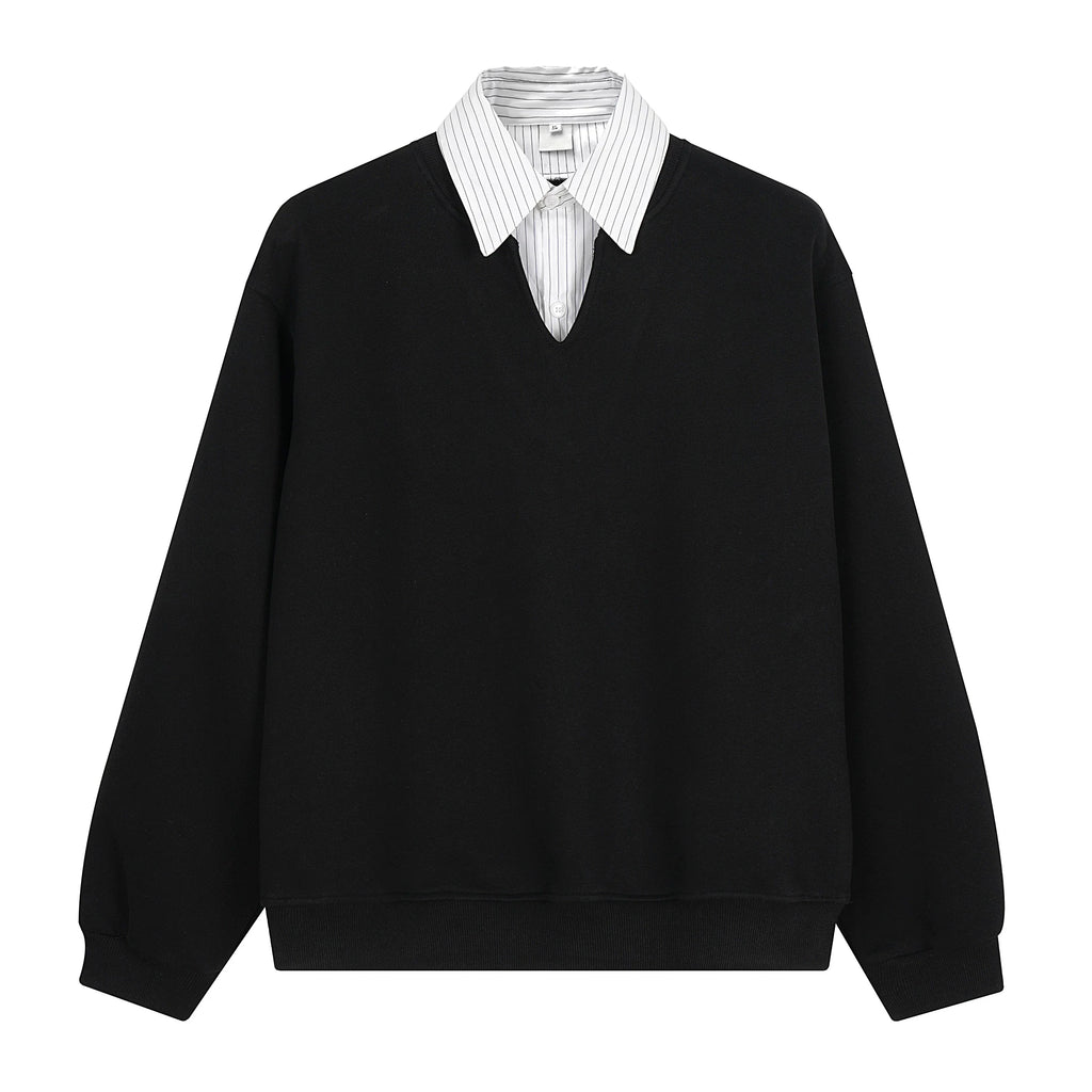 Scholarly Layered V‑Neck Sweatshirt