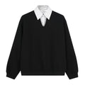 Scholarly Layered V‑Neck Sweatshirt