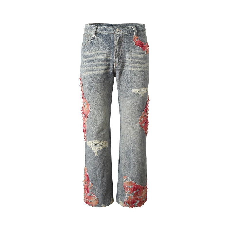 YAD Crew Lace-Embroidered Wide-Leg Jeans