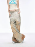 Artisan Distressed Painted Wide-Leg Jeans