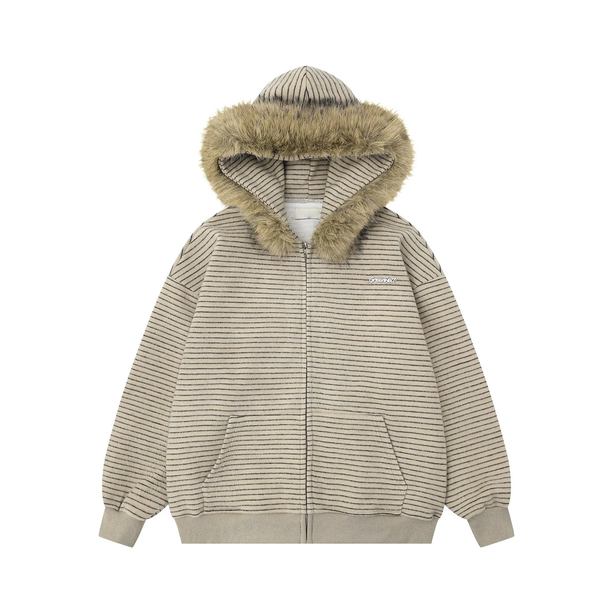 Frostline Striped Faux Fur Hoodie