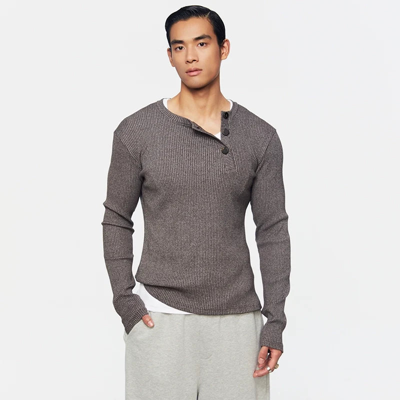 AshRidge Button Henley Sweater