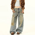 Wide-Leg Distressed Vintage Wash Jeans