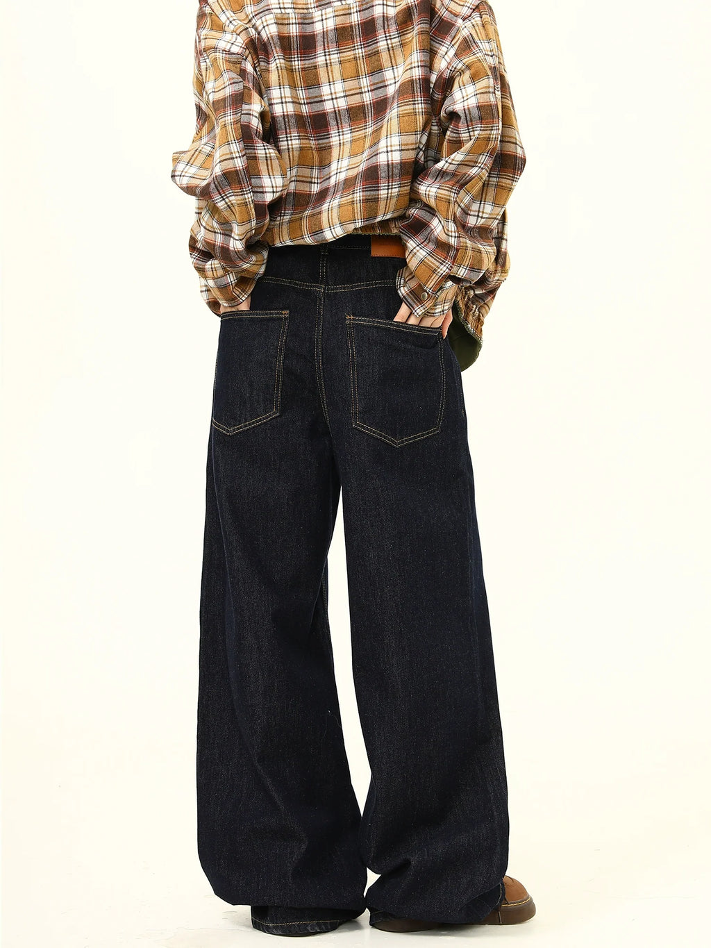 Ultra Wide Leg Mid Waist Dark Jeans