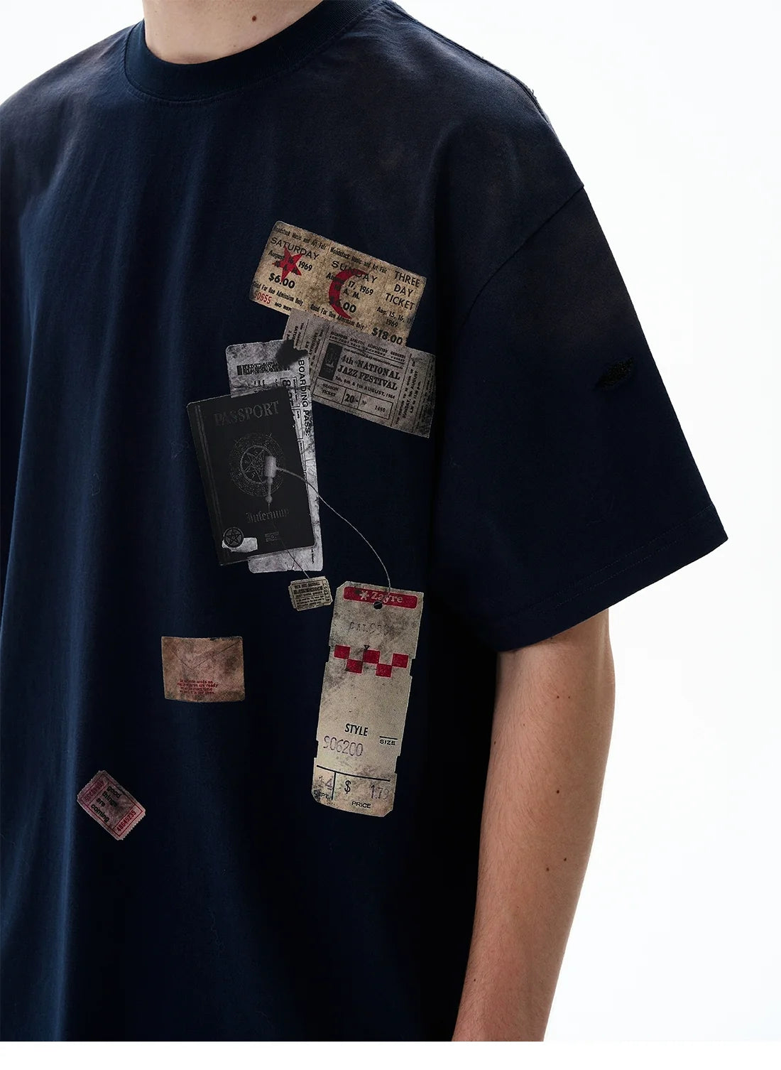 Passport Stamp Graphic Oversized T-Shirt