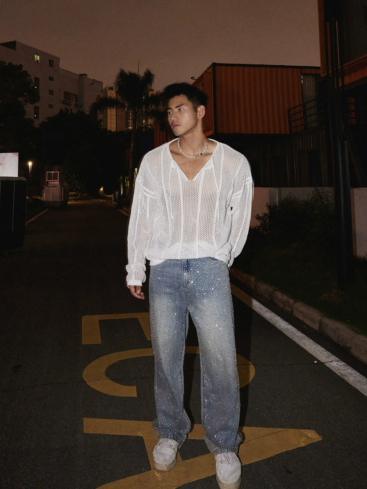 Light Wash Glitter Splatter Jeans