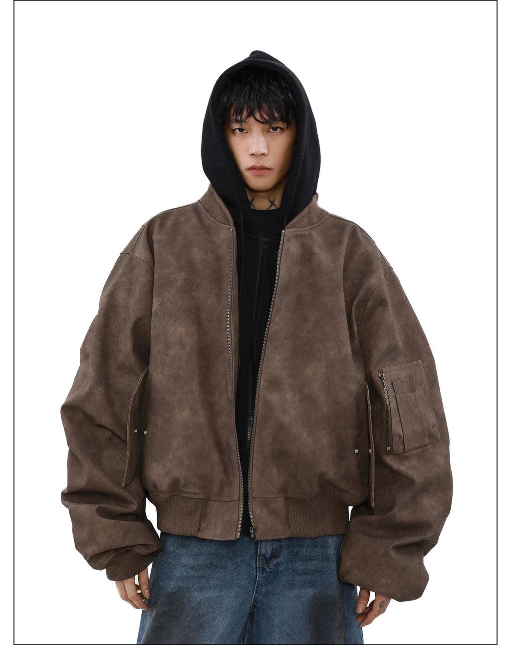 Umber Drift Oversized Moto Jacket