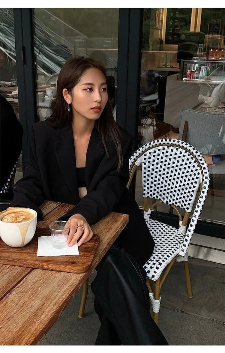 Neva Hu Black Oversized Korean-Style Blazer