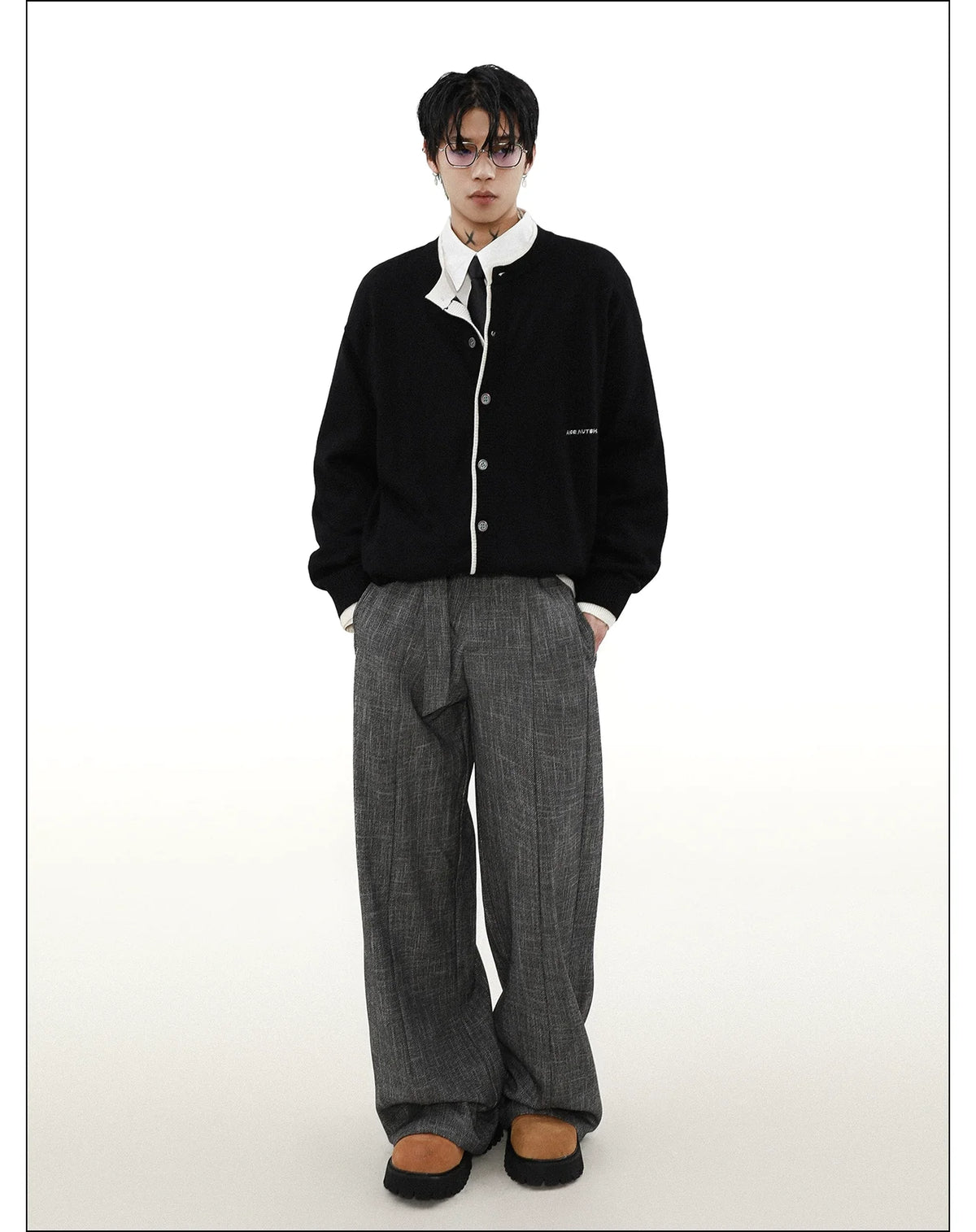 Ink Edge Contrast Knit Cardigan