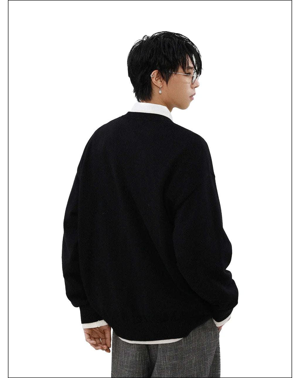 Ink Edge Contrast Knit Cardigan