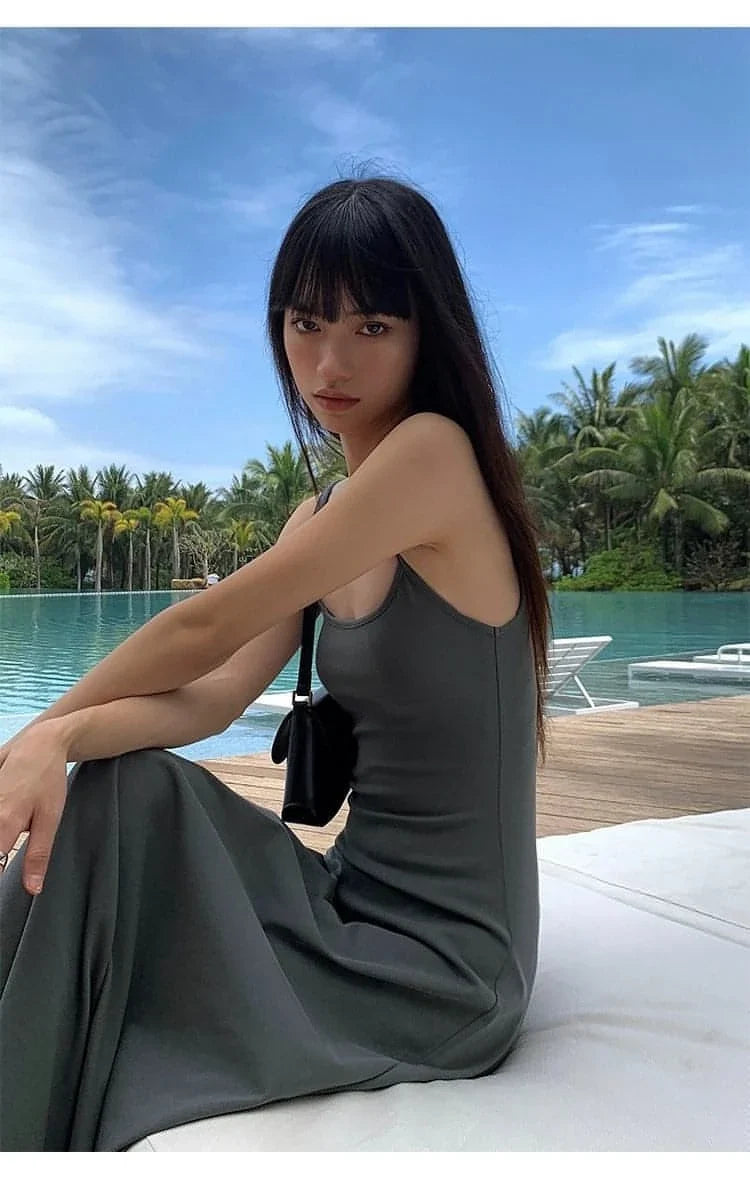 Black Spaghetti-Strap Maxi Dress