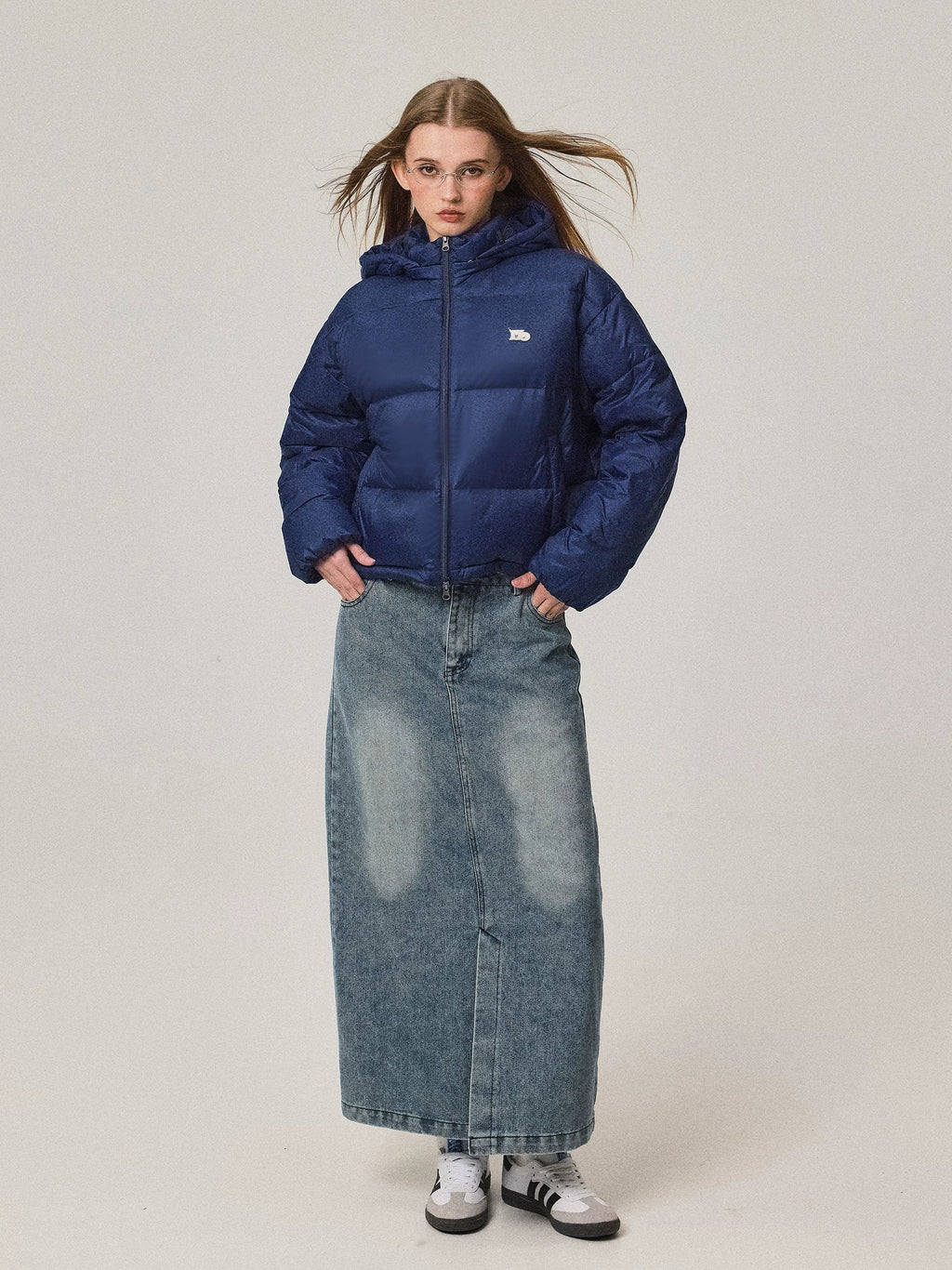Stand Collar Hooded Short Down Jacket