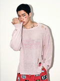 Blush Distressed Oversize Knit Sweater