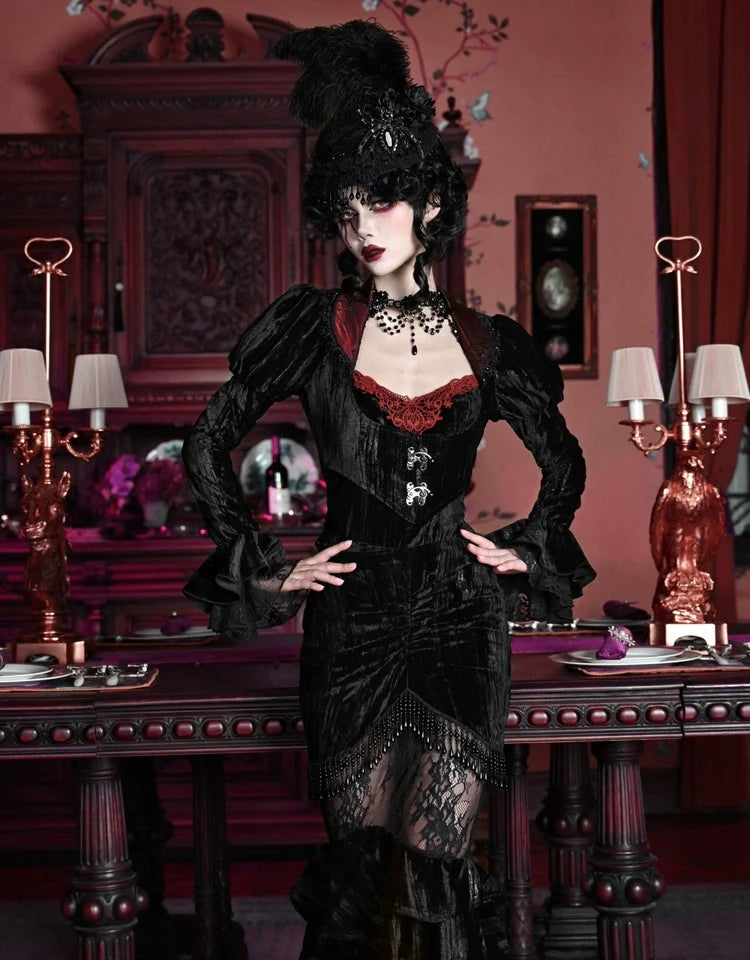 Black Lace Ruffle Mermaid Skirt