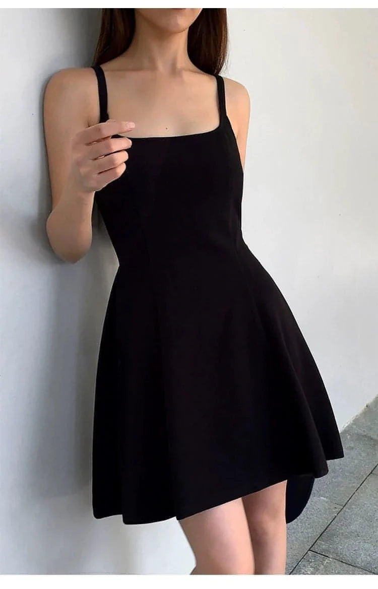 Black Square-Neck A-Line Dress