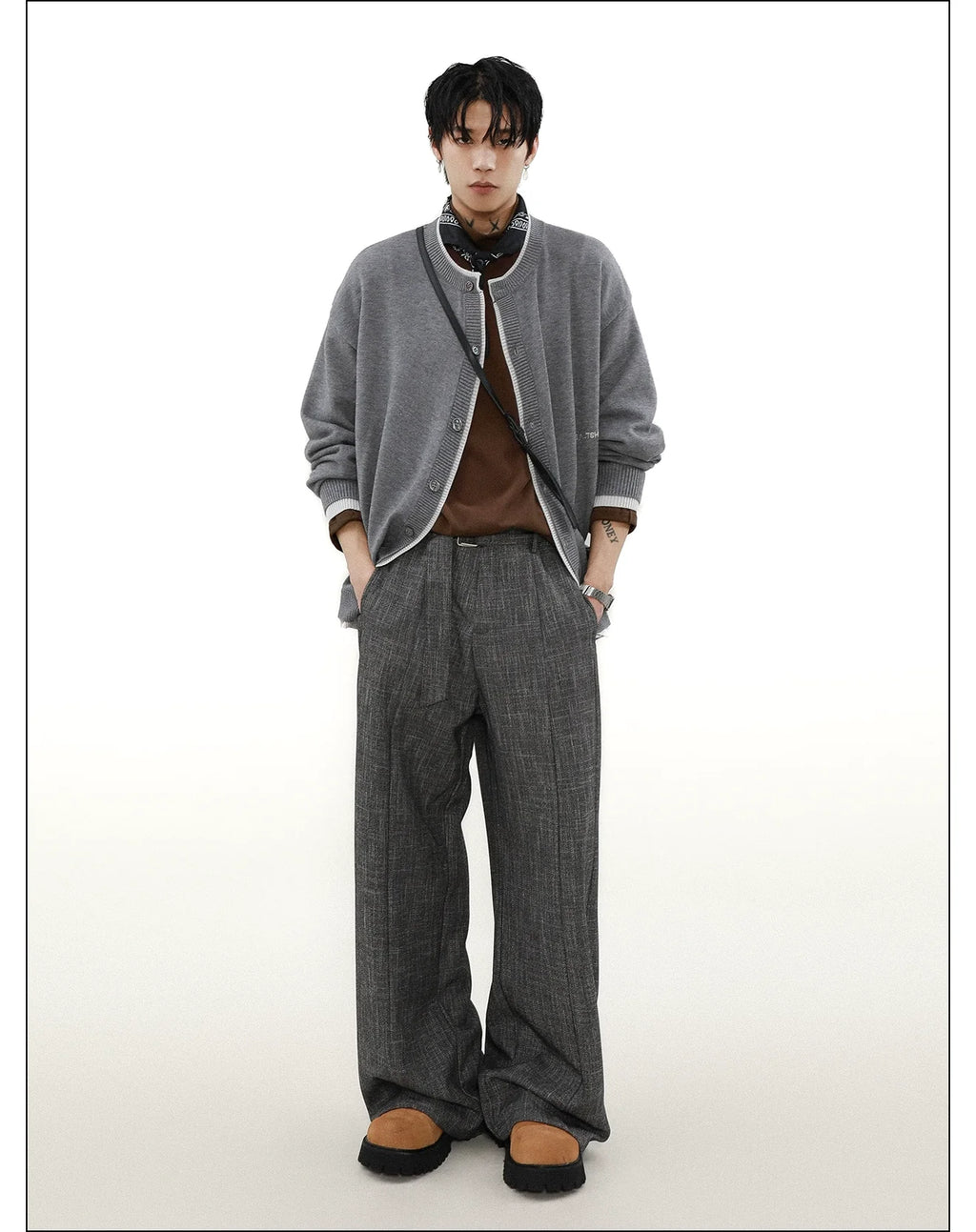 Ink Edge Contrast Knit Cardigan