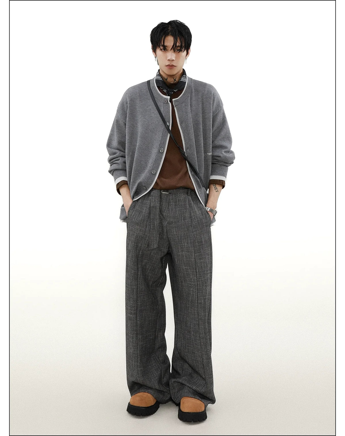 Ink Edge Contrast Knit Cardigan