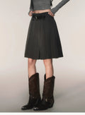 Riding Class Pleated Midi Skirt